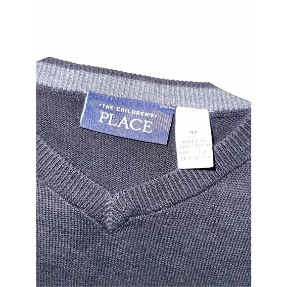 The Children's Place Little Boy's 4T V-Neck Sweater in Black 100% Cotton - Picture 4 of 6